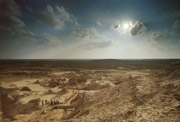 Pohled z vrcholu zikkuratu na rozsáhlý areál starověkého Uruku.