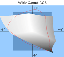 Wide Gamut RGB gamut v Lab souradnich