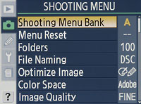 Ukázka menu Nikonu D200
