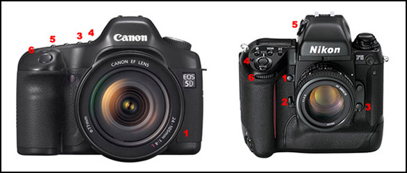 Ovládání Nikon F5 a EOS 5D