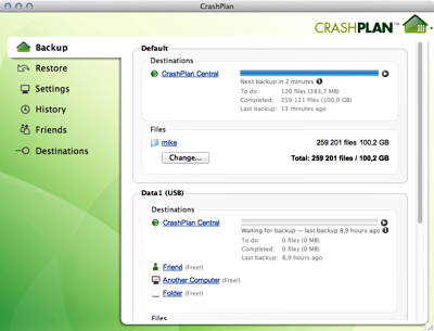 CrashPlan - zálohování
