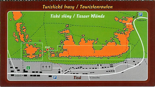 Tiské stěny - mapka