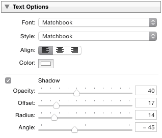 Paleta Text Options