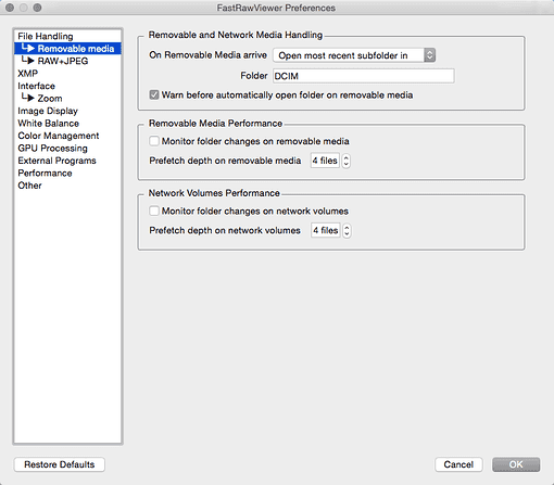 Podsekce Removable Media