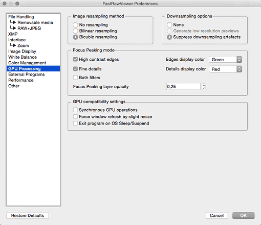 Sekce GPU Processing