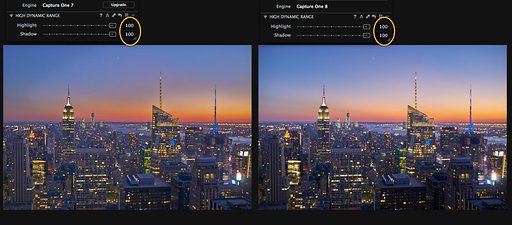 Srovnání HDR z Capture One 7 a 8