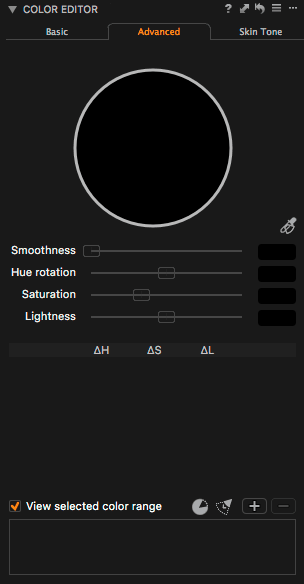 Color Editor – režim Advanced