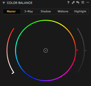 Color Balance v režimu Master