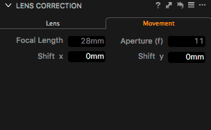 Záložka Movement v paletě Lens Correction
