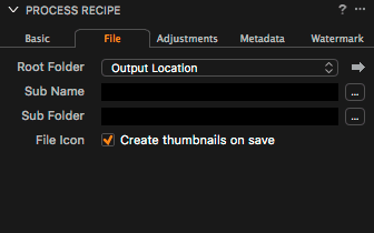 Záložka File nástroje Process Recipe