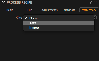 Záložka Watermark nástroje Process Recipe