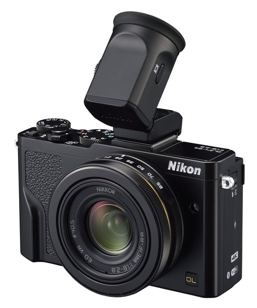 Nikon DL24-85 s nasazeným hledáčkem