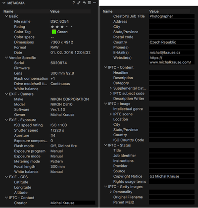 Paleta Metadata