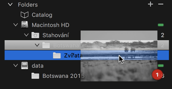 Přetahování fotografií do jiných složek