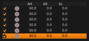 Šestinásobná úprava odstínu téže barvy v Color Editoru