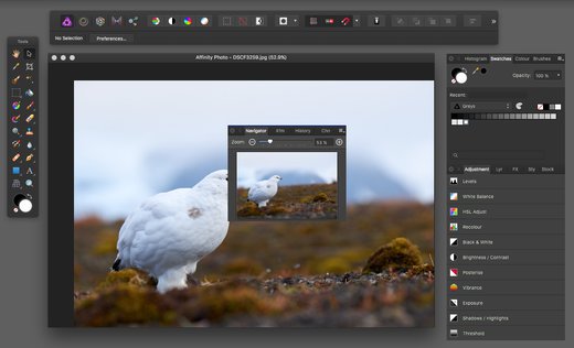 Affinity Photo v režimu Separated