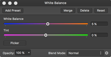 Nastavení vrstvy úprav White Balance