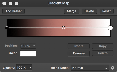 Nastavení vrstvy úprav mapování přechodu (Gradient Map)