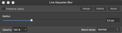 Nastavení filtru gausovo rozostření (Gaussian Blur)