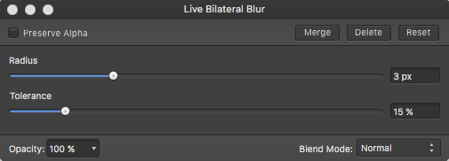 Nastavení filtru bilaterální rozostření (Bilateral Blur)