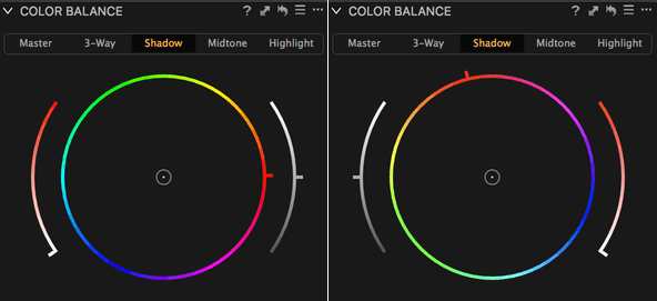 Volitelná orientace kruhových voličů Vectorscope