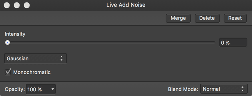Nastavení filtru přidání šumu (Add Noise)