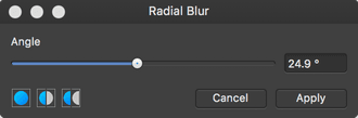 Nastavení filtru kruhové rozostření (Radial Blur)
