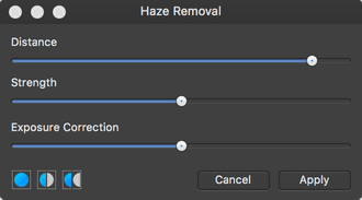 Nastavení filtru potlačení mlhy (Haze Removal)