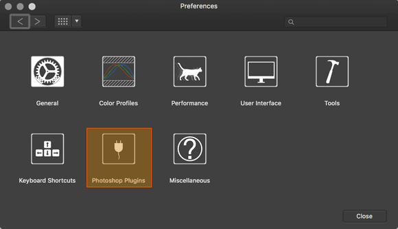 Nastavení pluginů pro Photoshop v předvolbách aplikace