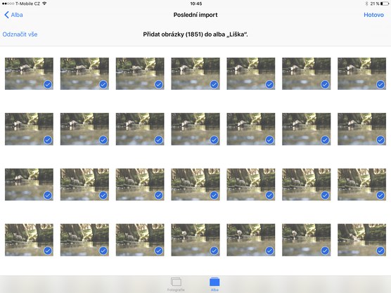 Přidání fotografií do alba při jeho vytváření