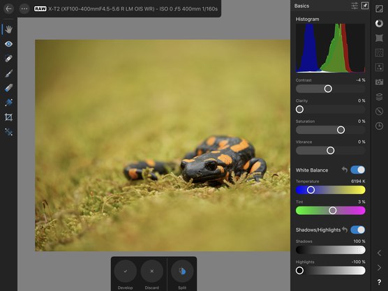 Úpravy v Affinity Photo – persona Develop pro vyvolání RAWů