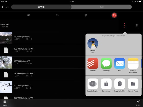 Možnost uložení fotografie zpět do knihovny iPadu