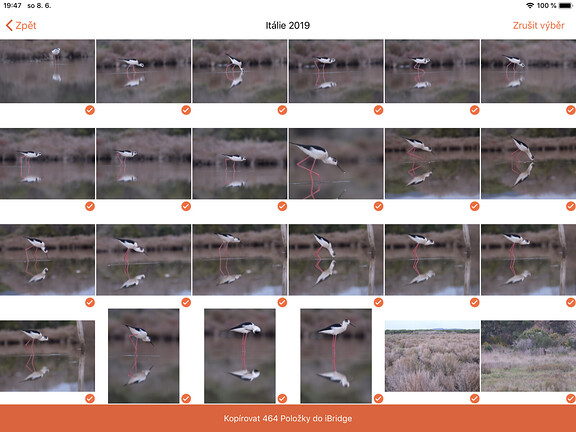 Výběr fotografií k přenosu na iBridge