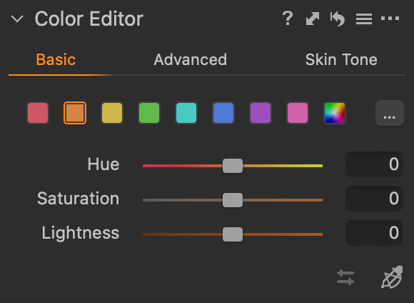 Nový vzhled nástroje Basic Color Editor