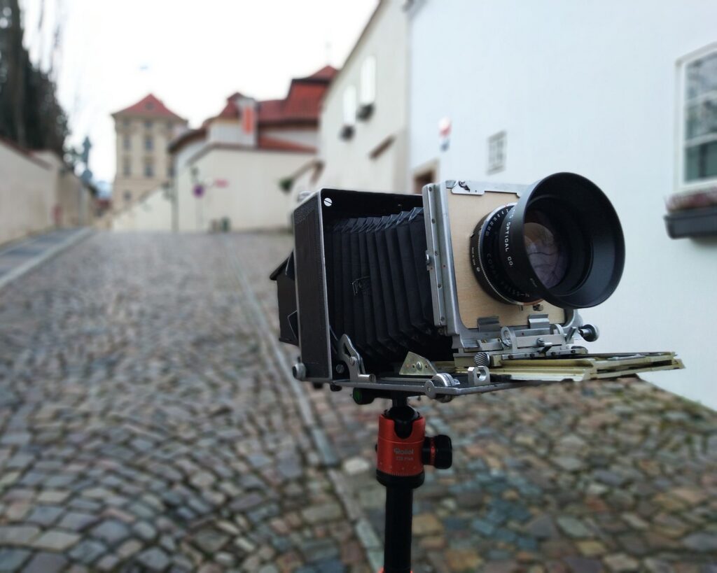 Zde s objektivem Fuji Fujinon-W 210mm f5.6